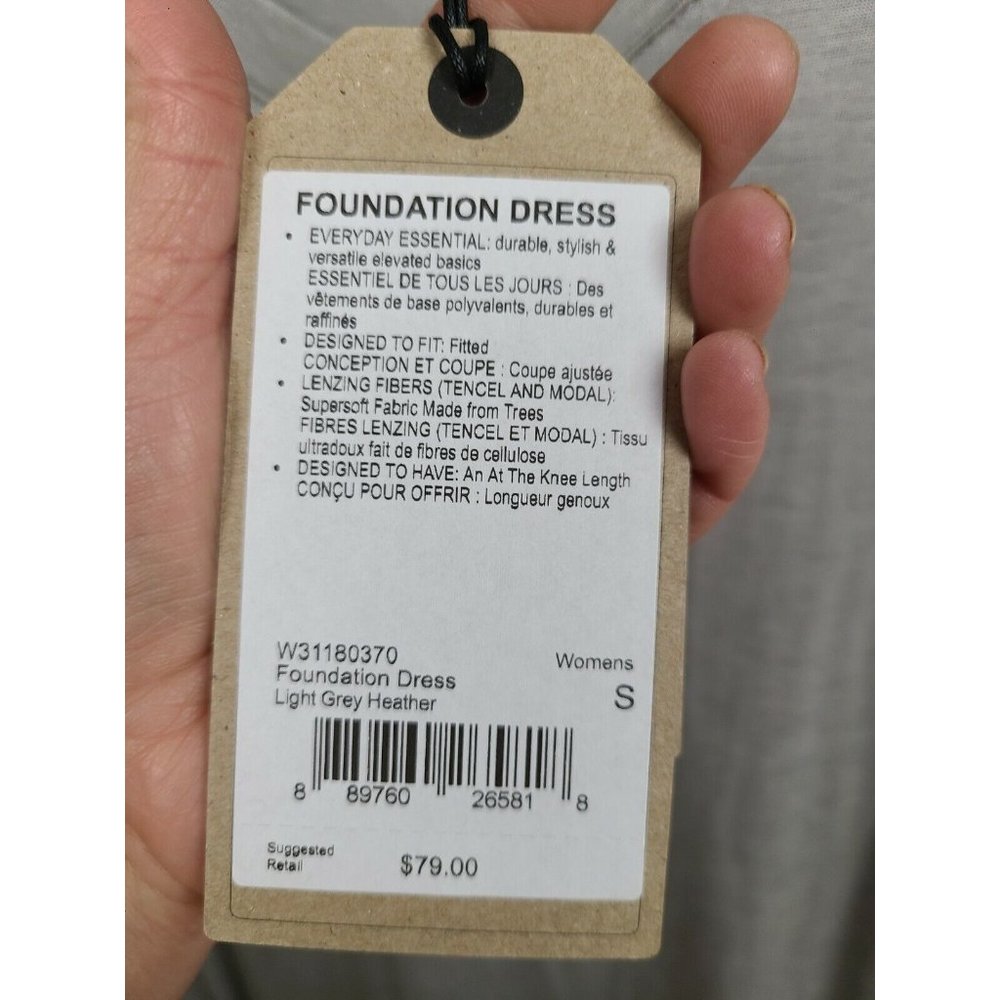 Prana Light Gray Ruched Fitted Jersey NEW Foundation Dress Size Small - Picture 7 of 8